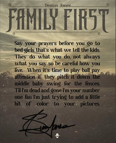 Family First - Autographed Lyric Sheet